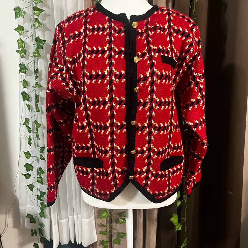 Hasting & Smith Vintage  Red and Black Women's Cardigan